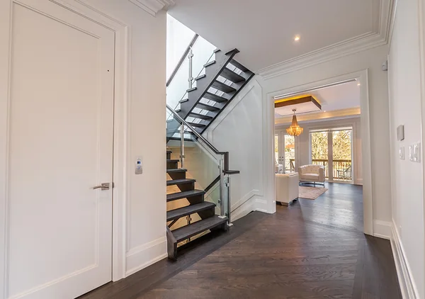 Bevdale Road: Hallway beside an open wood staircase
